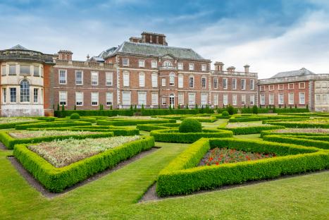 Wimpole Hall country house and its formal gardens.