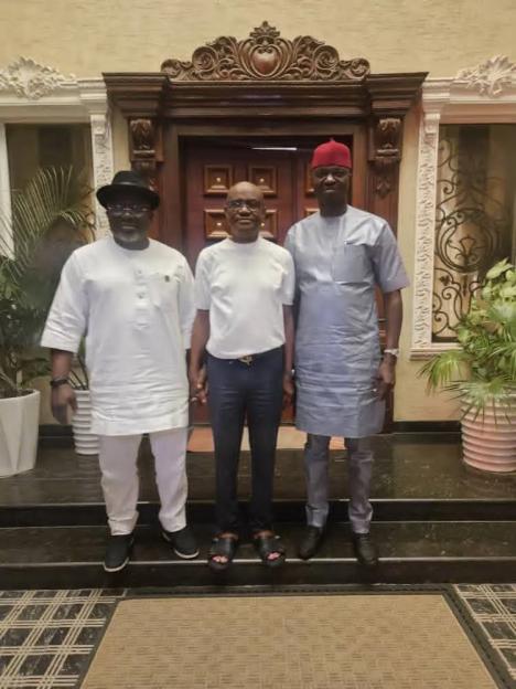Wike meets with APC govs, Sheriff Oborevwori, Nwifuru (PHOTO)