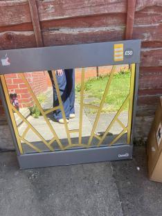 Grey framed mirror with gold detailing, reduced from £50 to £5.
