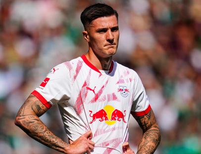 Benjamin Sesko of RB Leipzig during a Bundesliga match.