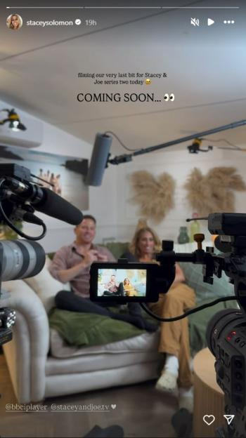 Stacey Solomon and Joe Swash filming their TV series.