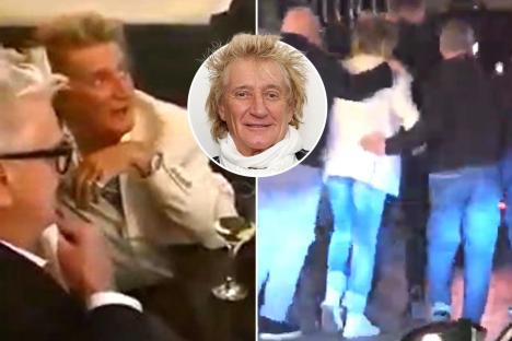 Watch as Sir Rod Stewart is led to his car by minders after five hours of ‘heavy boozing’ in bar