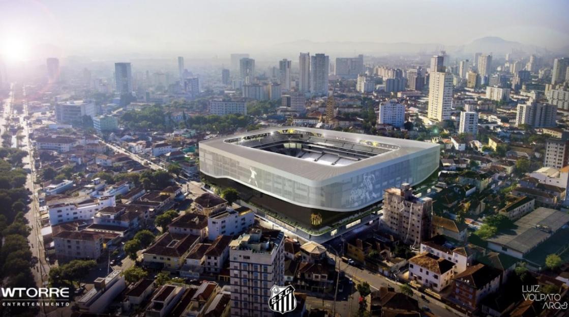Illustration of Santos FC's new stadium in Santos, Brazil.