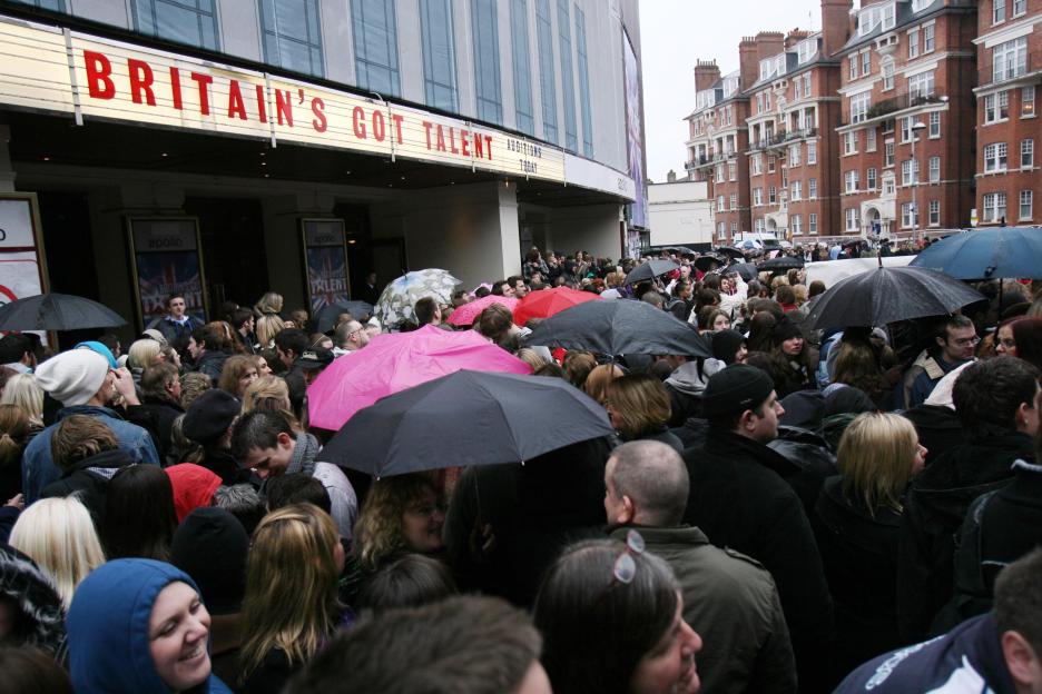 People queuing to be in the audience for Britain's Got Talent auditions.