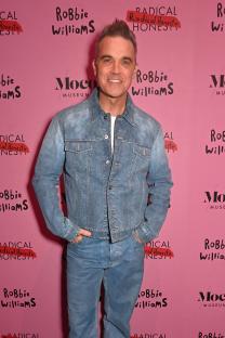 Robbie Williams at the opening of his art exhibition,