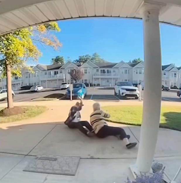 Shocking moment elderly woman, 76, blasts neighbor in the face with a FLARE in fight at retirement community