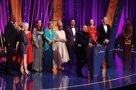 The EastEnders cast and crew accepting a BAFTA Television Award.
