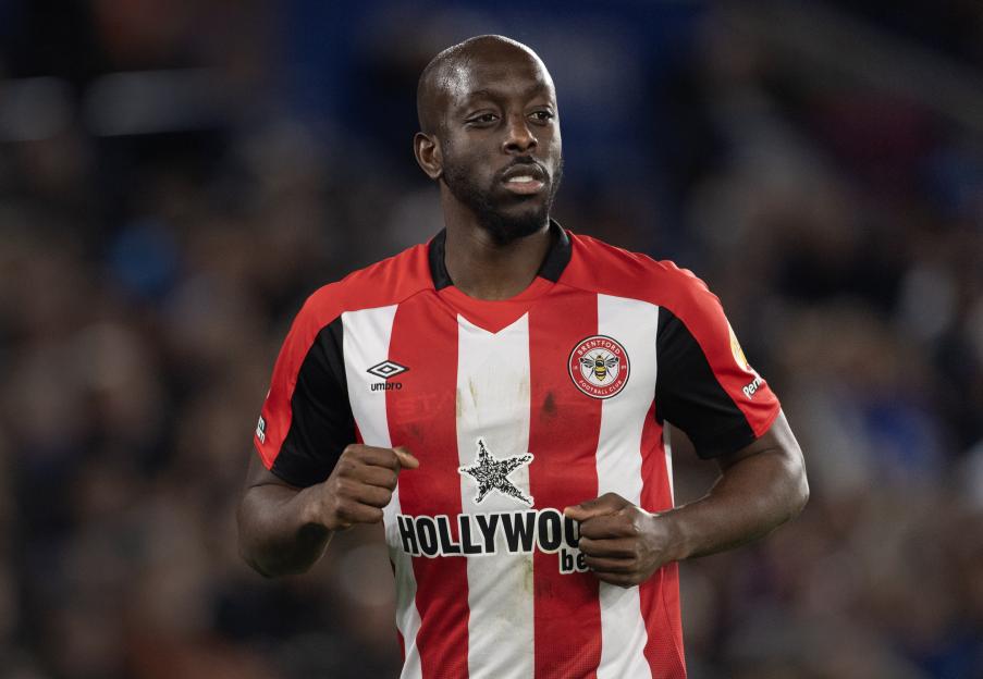 Yoane Wissa of Brentford in action during a Premier League match.