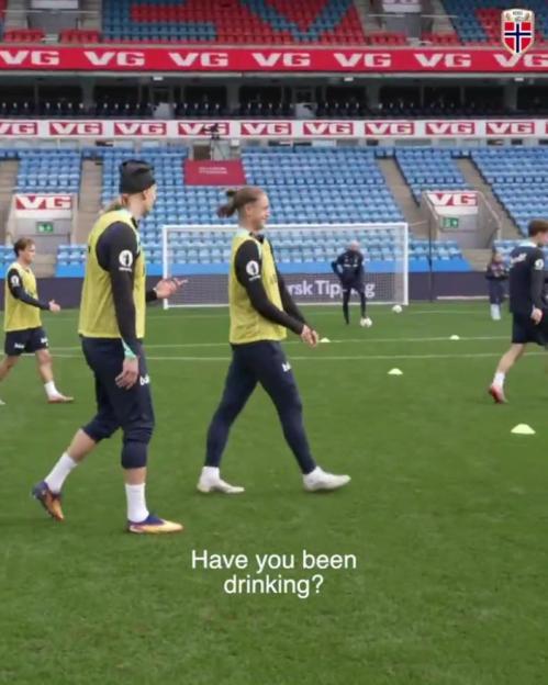 Watch the hilarious moment when Manchester City's Erling Haaland asks his teammate, 'Have you been drinking?' in a training video