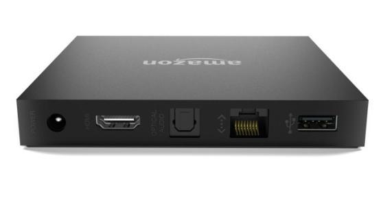 Rear view of a first-generation Amazon Fire TV showing its ports.