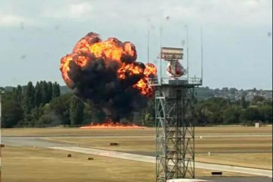Four dead after medical jet ‘corkscrewed in air & nosedived into ground’ in fireball crash at Southend Airport