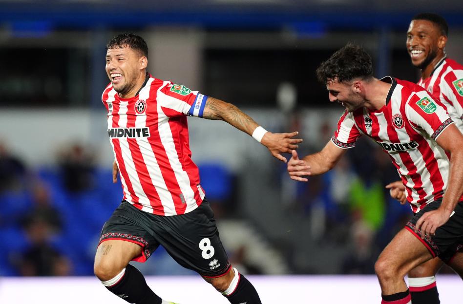 Sheffield United's Gustavo Hamer celebrating a goal.