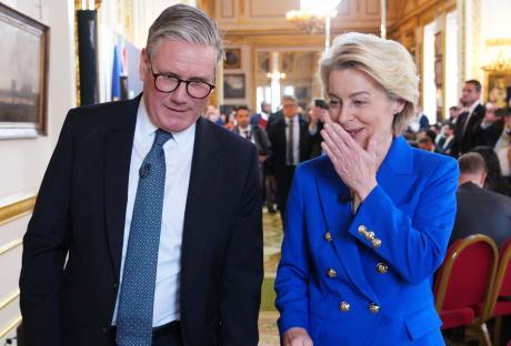 Antonio Costa and Ursula von der Leyen at a press conference.