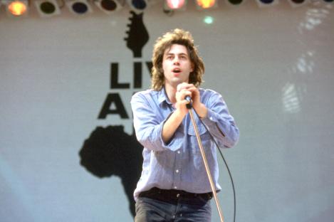 Bob Geldof of the Boomtown Rats performing at Live Aid.