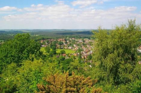 Aerial view of Kinver Edge, Staffordshire, resembling the Grand Canyon.