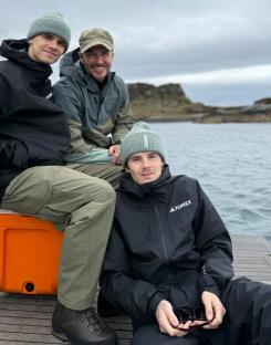 David Beckham and his sons on a fishing trip.