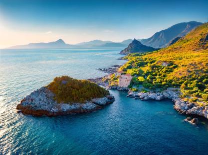Aerial view of La Secca, Maratea Castrocucco, Italy.