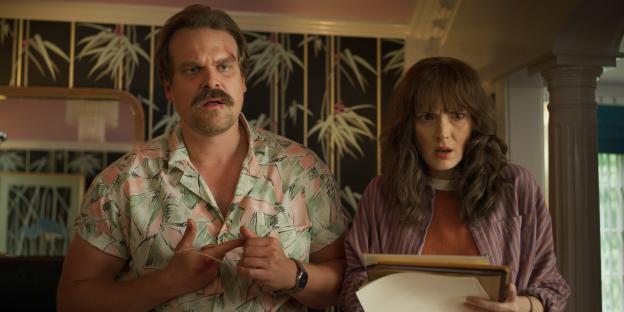 David Harbour and Winona Ryder in a scene from Stranger Things.
