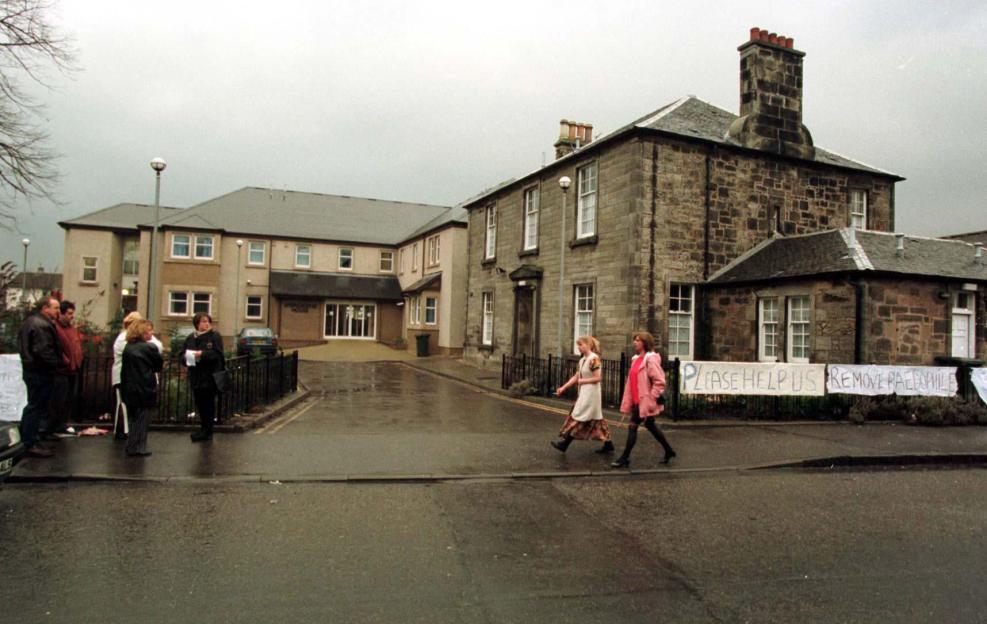 Protestors outside a homeless hostel in Stirling.