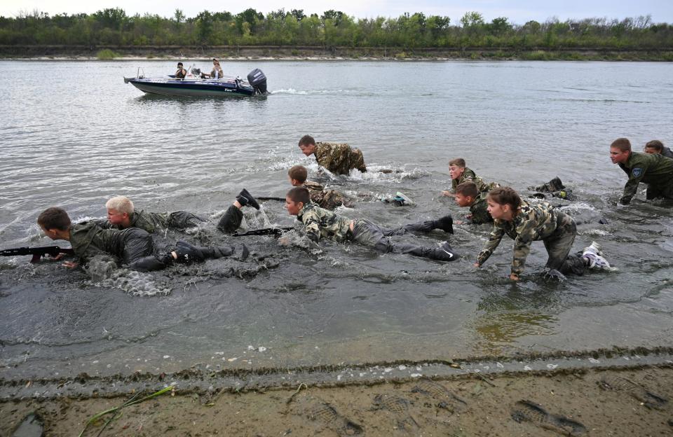 Don Cossack cadet school students in military training.