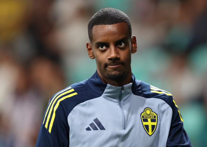 LJUBLJANA, SLOVENIA - SEPTEMBER 05: Alexander Isak of Sweden looks on during the warm up prior to the FIFA World Cup 2026 qualifier match between Slovenia and Sweden at Stozice Stadium on September 05, 2025 in Ljubljana, Slovenia. (Photo by Timothy Rogers/Getty Images)