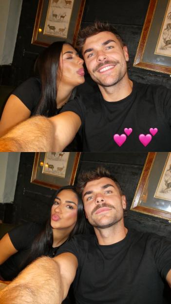Love Island couple look loved up on date night as one goes back to day job and the other signs up for a new TV show