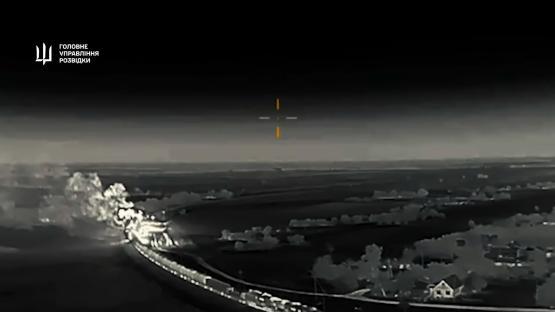 Thermal drone footage of a burning train after a Ukrainian attack.