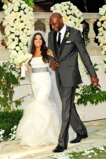 Khloe Kardashian and Lamar Odom at their wedding.