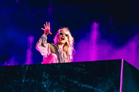 Grimes performing at Coachella.