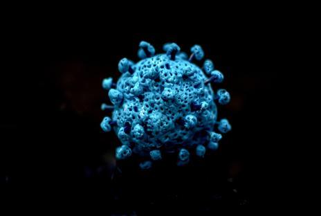 Illustration of the Omicron variant of the COVID-19 virus.