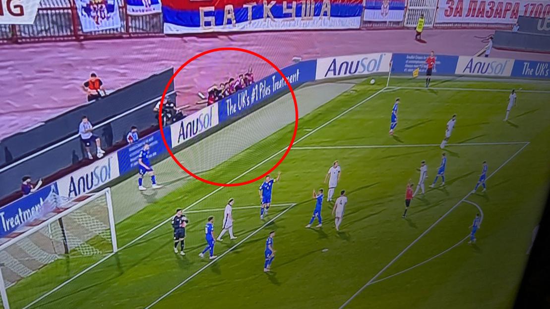 Serbia vs England viewers spot advert for UK’s No1 piles cream on hoardings as they joke ‘adds a real touch of class’