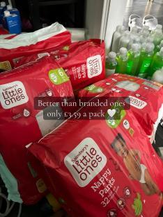 Bulk buy of Sainsbury's Little Ones nappies; £3.59 a pack.