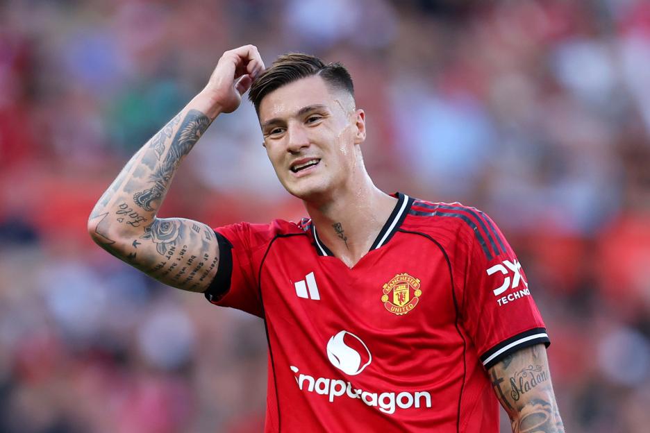 Benjamin Sesko of Manchester United reacting during a match.