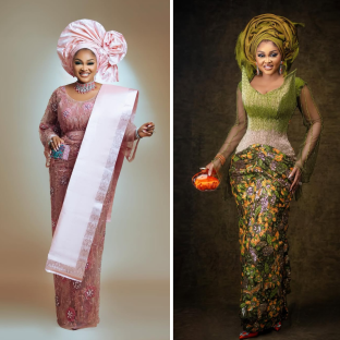 Mercy Aigbe Served Double Style Drama in Pink &#038; Green at Priscilla Ojo's Wedding 2