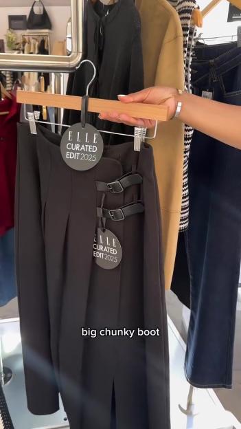 Black belted pants from the Elle Curated Edit 2025.