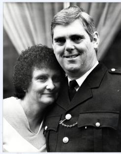 Black and white photo of Pc. Trevor James Lock and his wife Doreen Lock.
