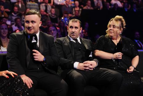 Nominee Luke Littler with his parents at the BBC Sports Personality of the Year Awards.