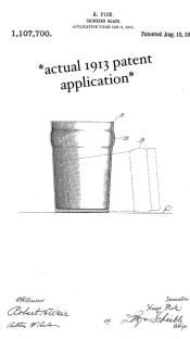 1913 patent application for a drinking glass design.