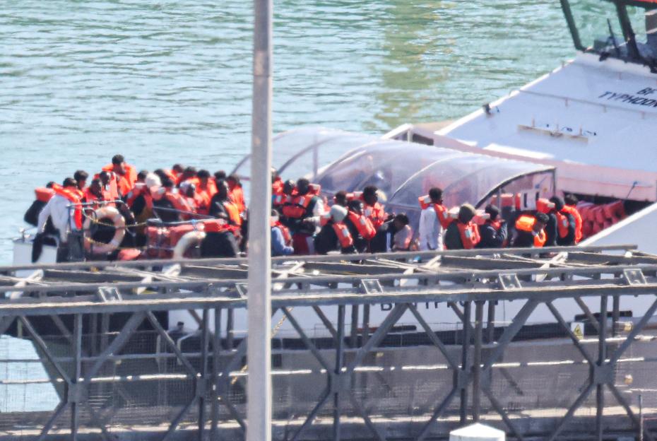 Migrants arriving at the Port of Dover.