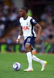 Mathys Tel of Tottenham Hotspur in action during a Premier League match.