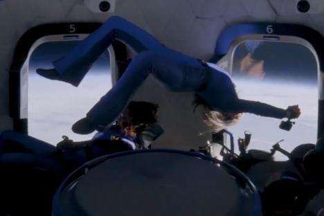 Watch first video inside Blue Origin space trip as Katy Perry and crew hang upside down & marvel at the moon