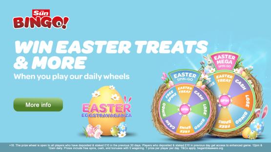 Spin Sun Bingo’s Easter wheels to see what tasty treats you can get