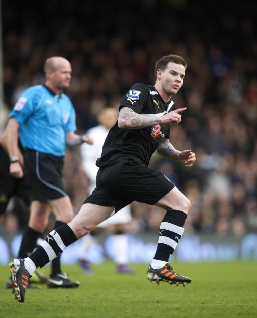 Danny Guthrie celebrates the first goal.