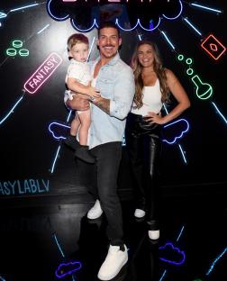 Jax Taylor, Brittany Cartwright, and their son at the debut of Fantasy Lab Las Vegas.