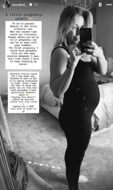 Pregnant First Dates star Laura Tott shares worrying health concern three months before due date