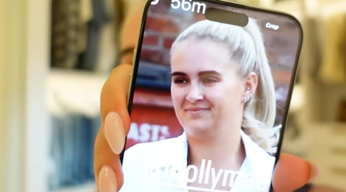 Photo of Molly Mae Hague on a phone screen.