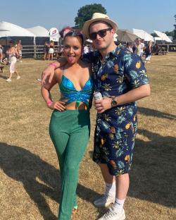Photo of Max Bowden and Shona McGarty at a festival.