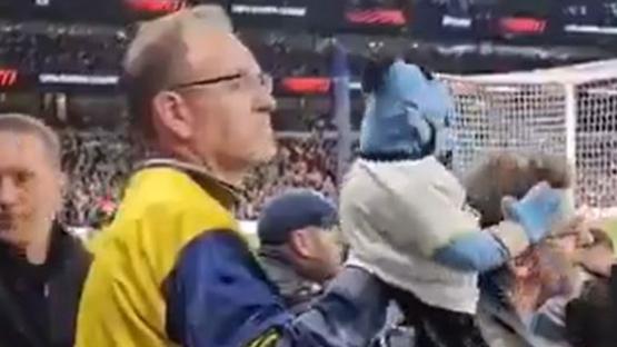 ‘What is going on at Spurs?’ – Tottenham fan spotted in stands with PUPPET to watch Europa League clash