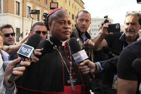 Cardinal Peter Ebere Okpaleke giving an interview.