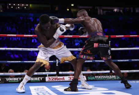 Ekow Essuman (right) in action against Samuel Antwi during their British, IBF European and Commonwealth Welterweight Championship contest at the AO Arena, Manchester. Picture date: Saturday September 24, 2022. PA Photo. See PA story BOXING Manchester. Photo credit should read: Ian Hodgson/PA Wire. RESTRICTIONS: Use subject to restrictions. Editorial use only, no commercial use without prior consent from rights holder.